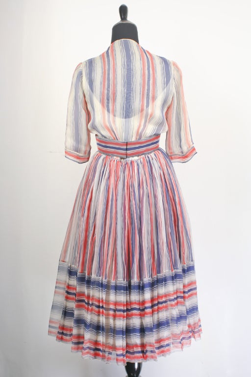 GALANOS 1950's Rare Silk Chiffon Dress In Excellent Condition For Sale In New York, NY