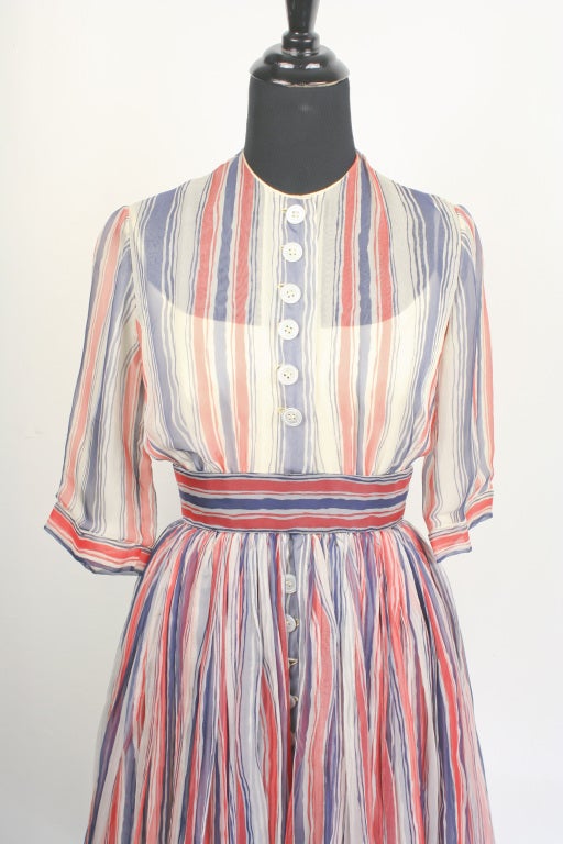 Women's GALANOS 1950's Rare Silk Chiffon Dress For Sale