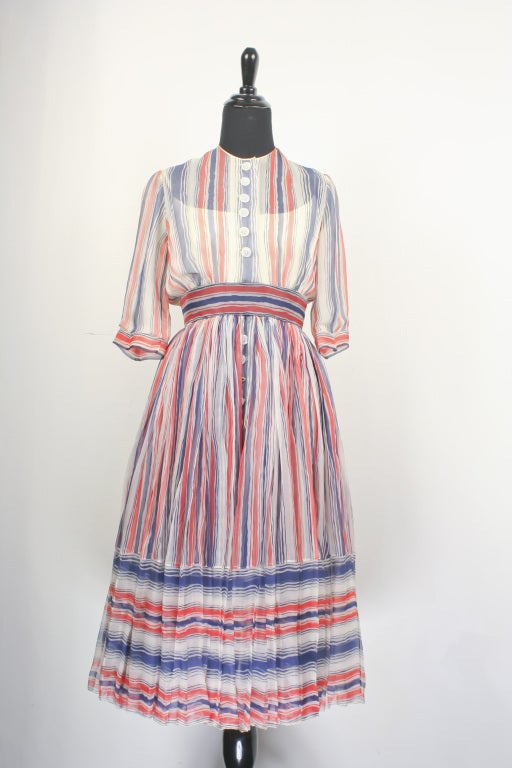 GALANOS 1950's Rare Silk Chiffon Dress For Sale 5