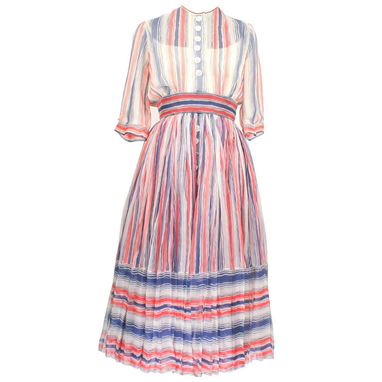 GALANOS 1950's Rare Silk Chiffon Dress For Sale
