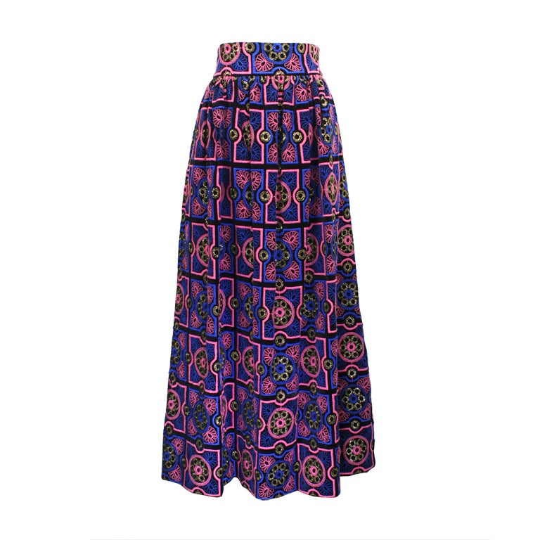 ADOLFO Embroidered Skirt