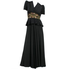 1940's Black Crepe Dress
