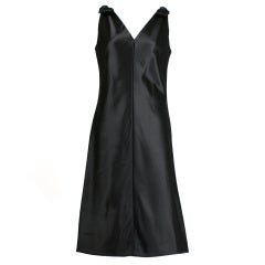 Vintage TEAL TRAINA Black Satin Dress