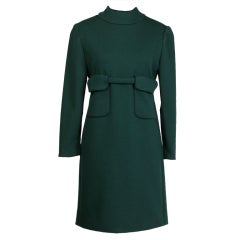 1960's DONALD BROOKS Mod Hunter Green Dress