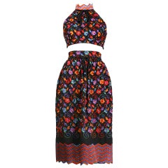 DONALD BROOKS Cropped Embroidered Ensemble/ Dress