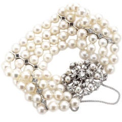 Fine Cultured Pearl and Diamond Bracelet