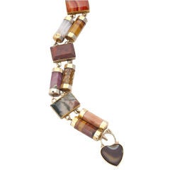 Gold Scottish Agate Barrel Bracelet