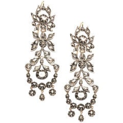 Aristocratic Spanish Early 19c  Diamond Chandelier Earrings