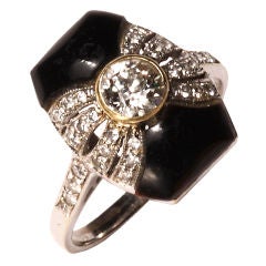 Art Deco Diamond  Onyx Ring