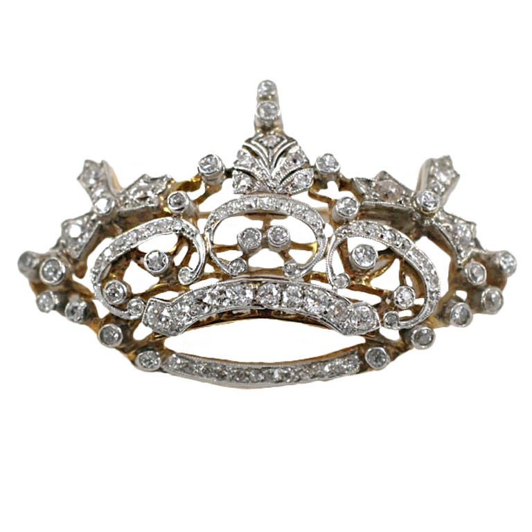 Victorian Diamond Crown Pendant/Brooch