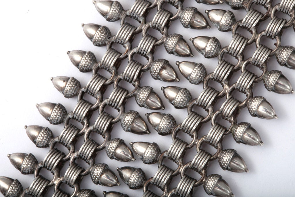 A Pair of Silver Victorian Acorn Bracelets at 1stdibs