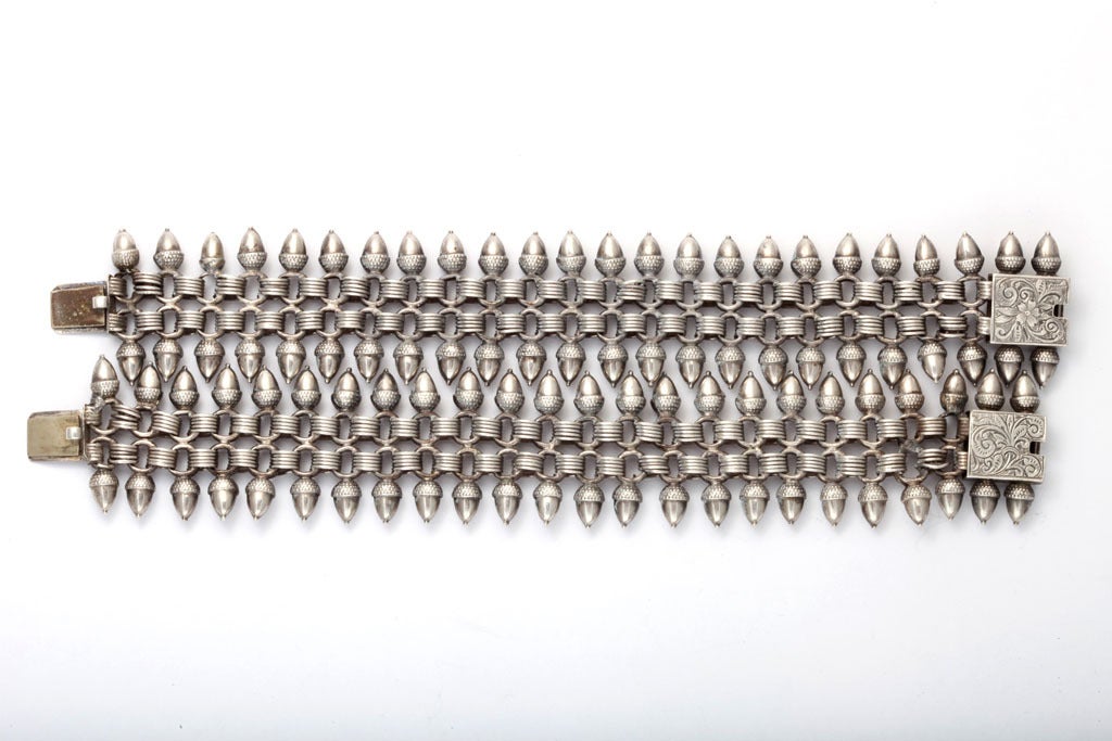 A Pair of Silver Victorian Acorn Bracelets at 1stdibs