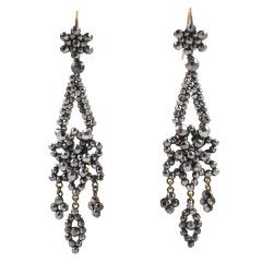 Georgian Cut Steel Floral Chandelier Earrings