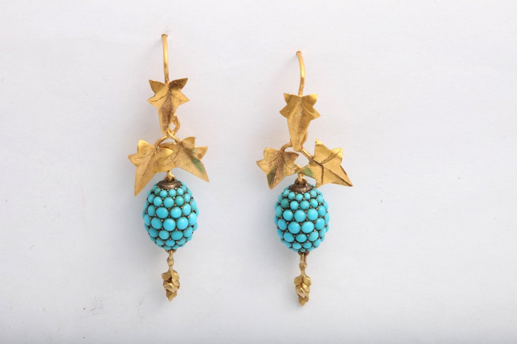 Victorian Pave Turquoise Berry Earrings