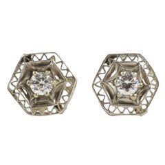 Antique Art Deco Lace Trimmed Diamond Studs