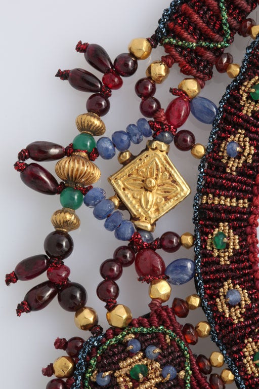 Indian Multi Gem Gold Embroidered Collar 2