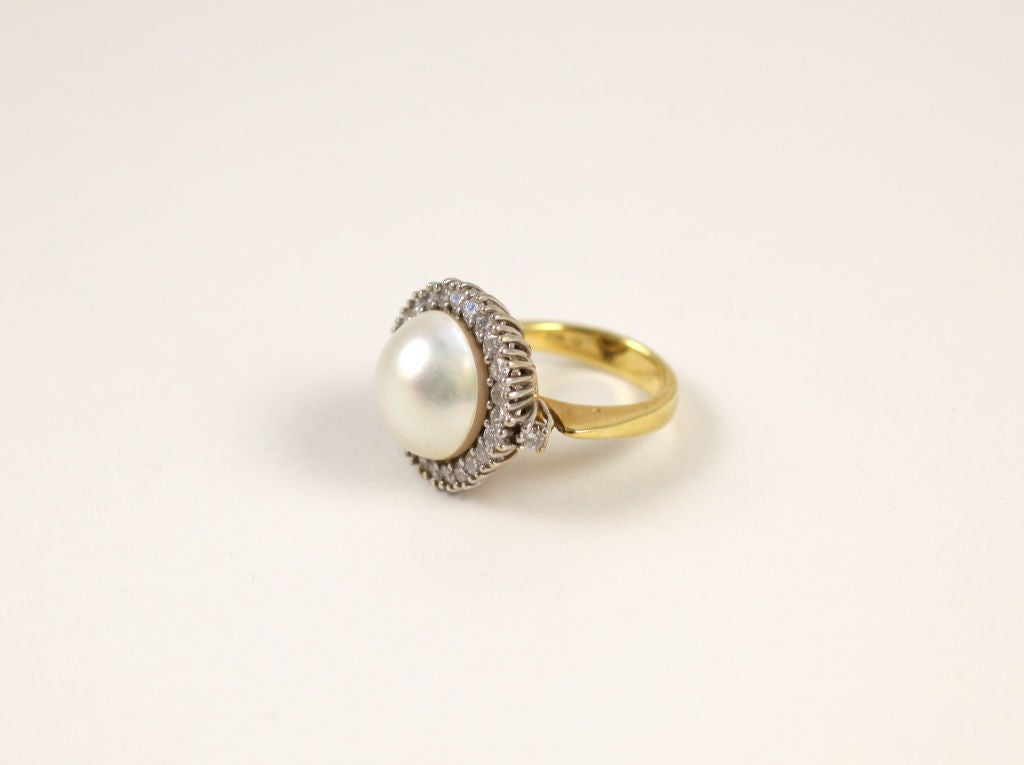 Rainbow Pearl Diamond Gold Ring 2