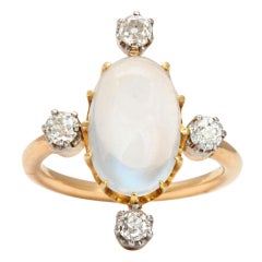 Antique Heavenly French Moonstone and Diamond Ring