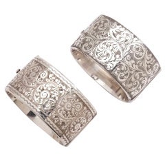 English Engraved Sterling Silver Cuffs 7