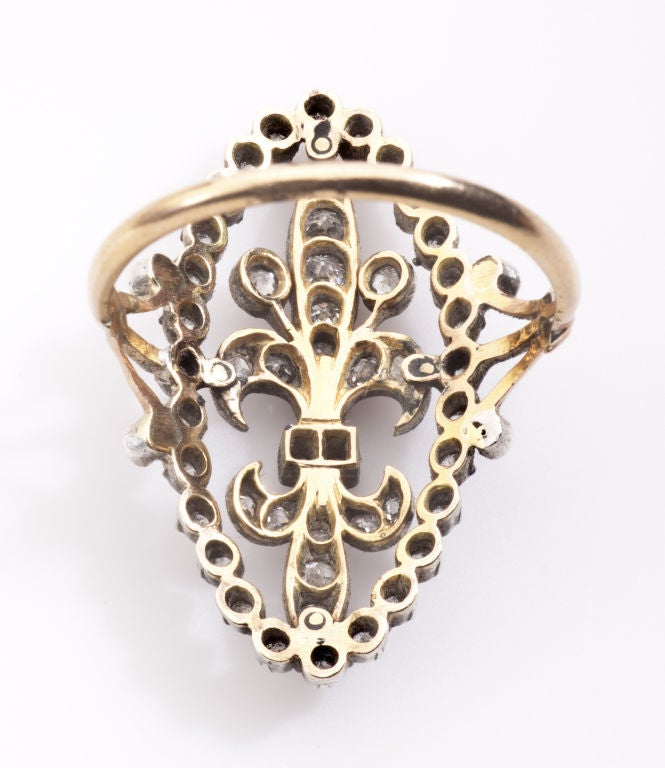 Victorian Double Fleur de Lis Diamond Ring
