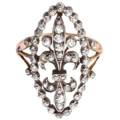 Antique Double Fleur de Lis Diamond Ring