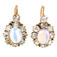 Antique Natural Opal and Paste Victorian Earrnings