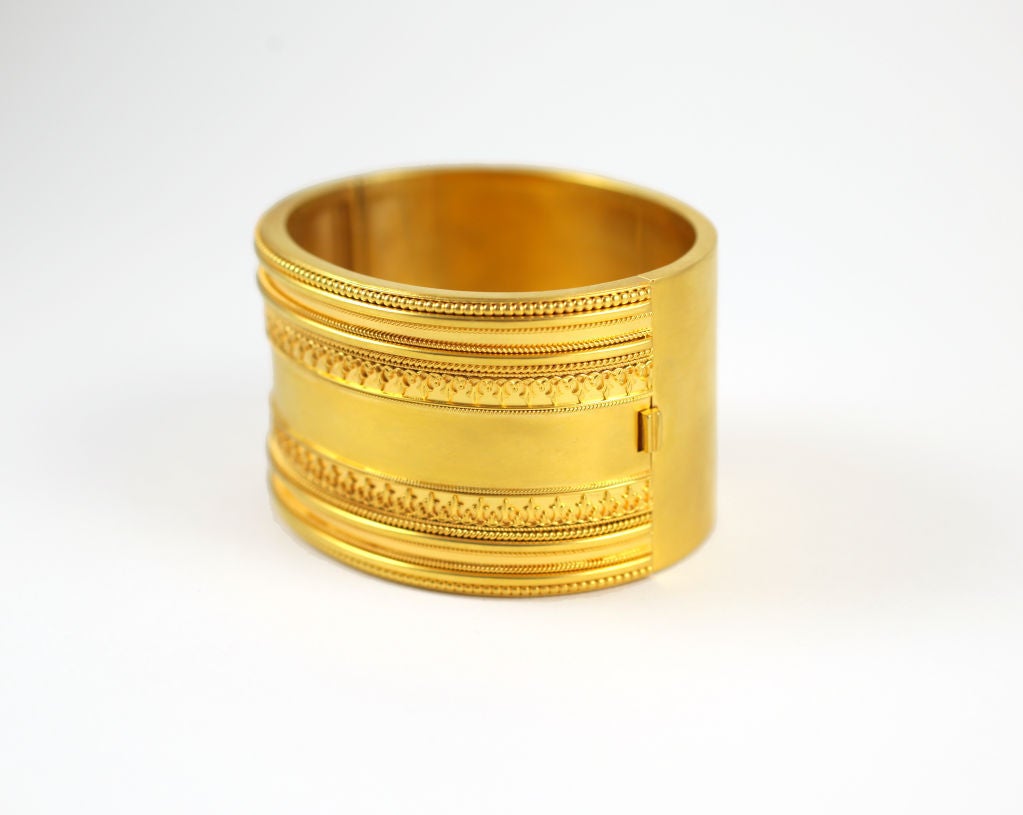 Grand Etruscan Revival Gold Cuff 1