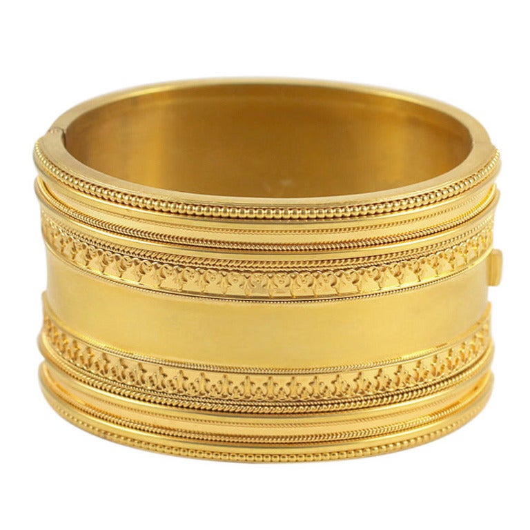 Grand Etruscan Revival Gold Cuff