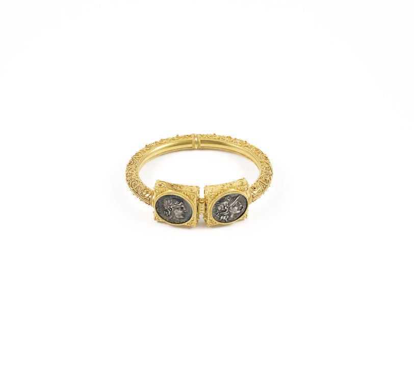 Etruscan Revival Extraordinary Granulation in an 1870 Gold Bracelet