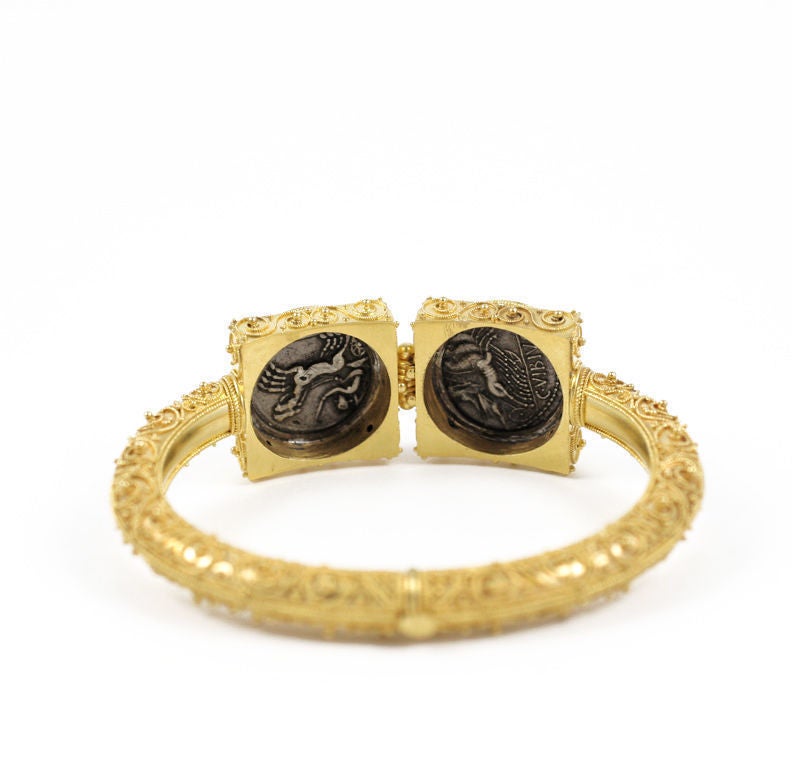 Extraordinary Granulation in an 1870 Gold Bracelet In Excellent Condition In Stamford, CT
