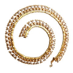 French Pearl Gold Fringe Necklace