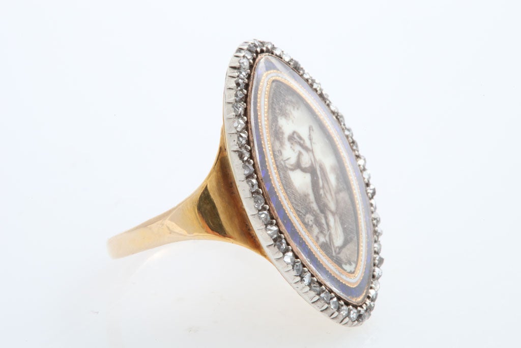 Eternal Love: A Georgian Enamel Diamond Ring In Excellent Condition In Stamford, CT
