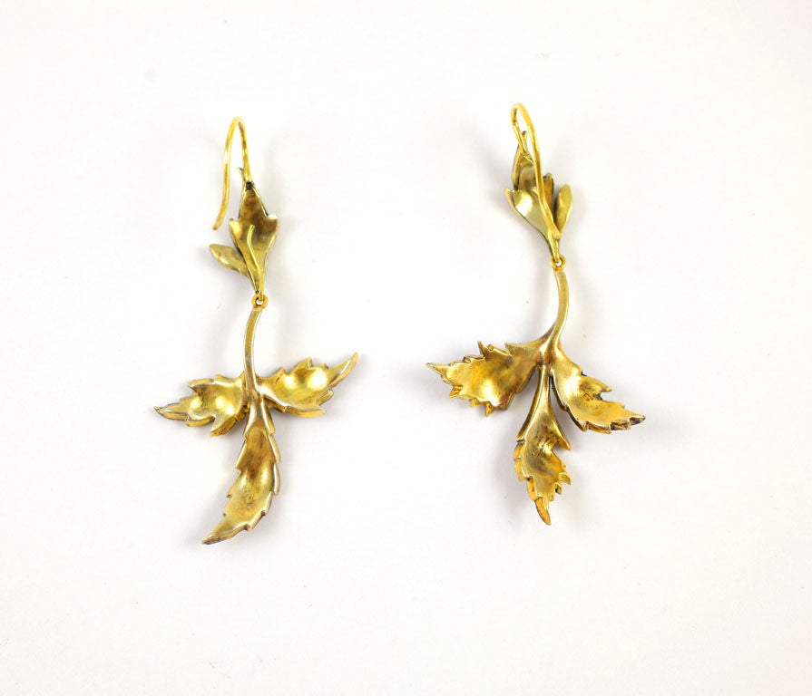 Women's Twinkling Diamond Leaves in Victorian Earrings