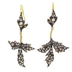 Twinkling Diamond Leaves in Victorian Earrings