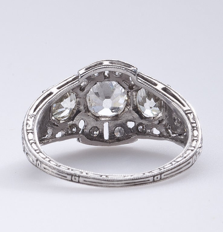 Women's Breathtaking Three Diamond Platinum Ring