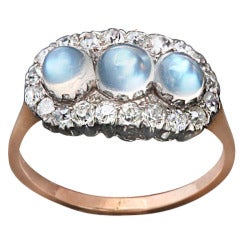Vintage French Edwardian Moonstone Diamond Ring
