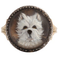 Vintage Reverse Crystal Intaglio West Highland Terrier Ring