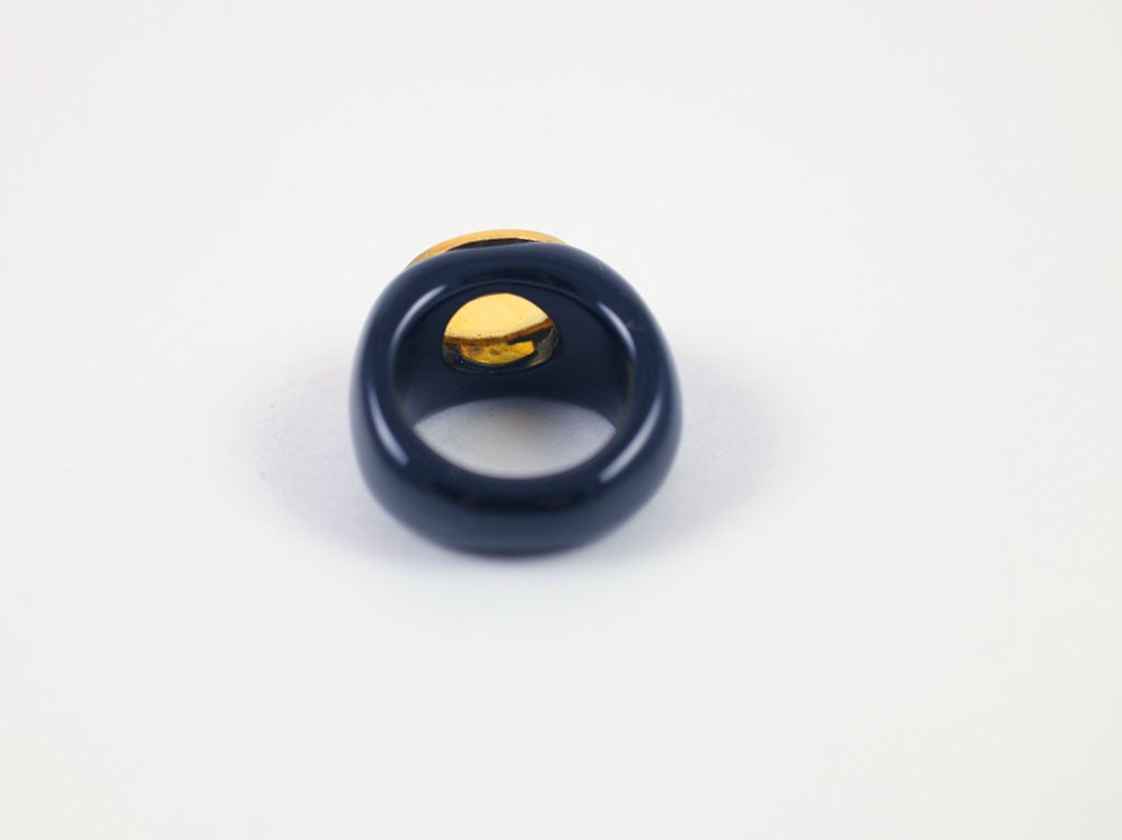 Ring mit schwarzem und Honey-Citrin (Ovalschliff) im Angebot
