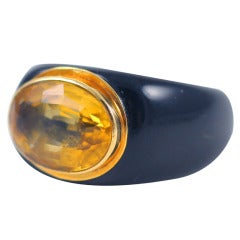Black and Honey Citrine Gypsy Ring 8