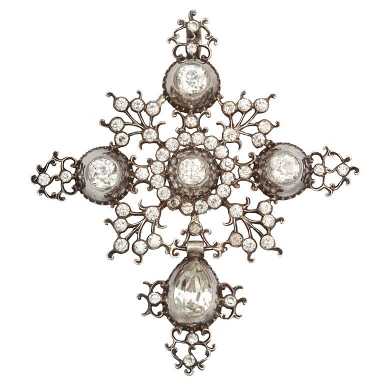 Antique Georgian French Paste Silver Pendant