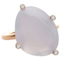 Chalcedony and Diamond Snowflake Ring