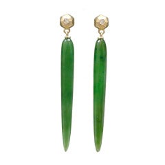 Siberian Jade and Diamond Drop Earrings