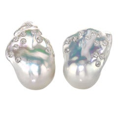 Russell Trusso South Sea Pearl Diamond-Embedded Earrings