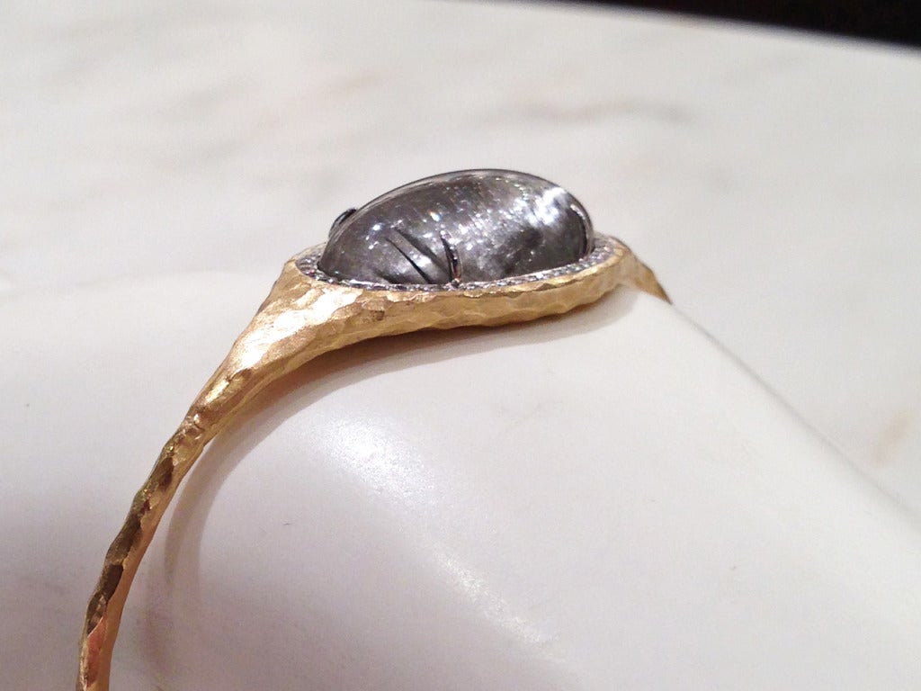 Rutilated Quartz Platinum Cuff