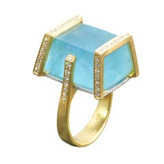 Stunning Aquamarine and Diamond Bar Ring