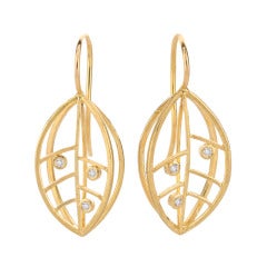 Open Leaf Diamond Earrings