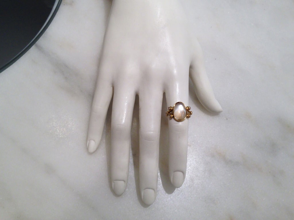 Anahita Moonstone Diamond Gold Platinum Heavenly Ring In New Condition In Dallas, TX