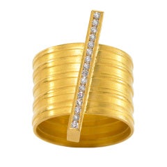 Eva Steinberg Diamond Gold Diagonal Bar Ring