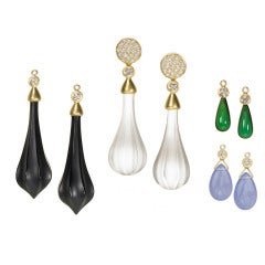 SUSAN SADLER Pave Diamond Studs with Assorted Drops