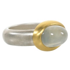 22k Gold and Silver Moonstone Bubble Ring